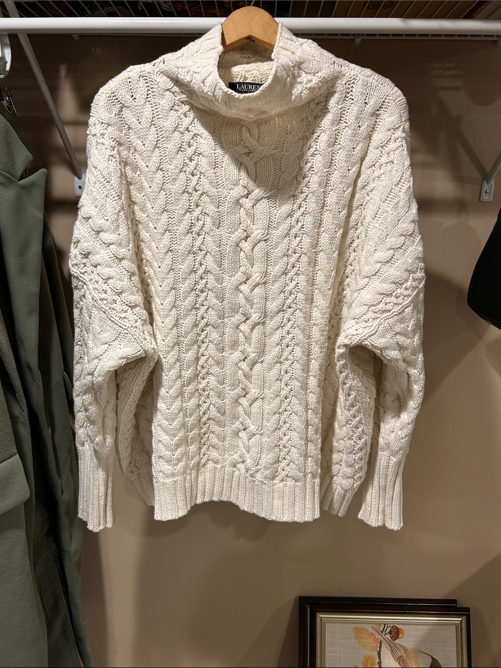 Lauren Ralph Lauren Ivory Cable Turtleneck Sweater